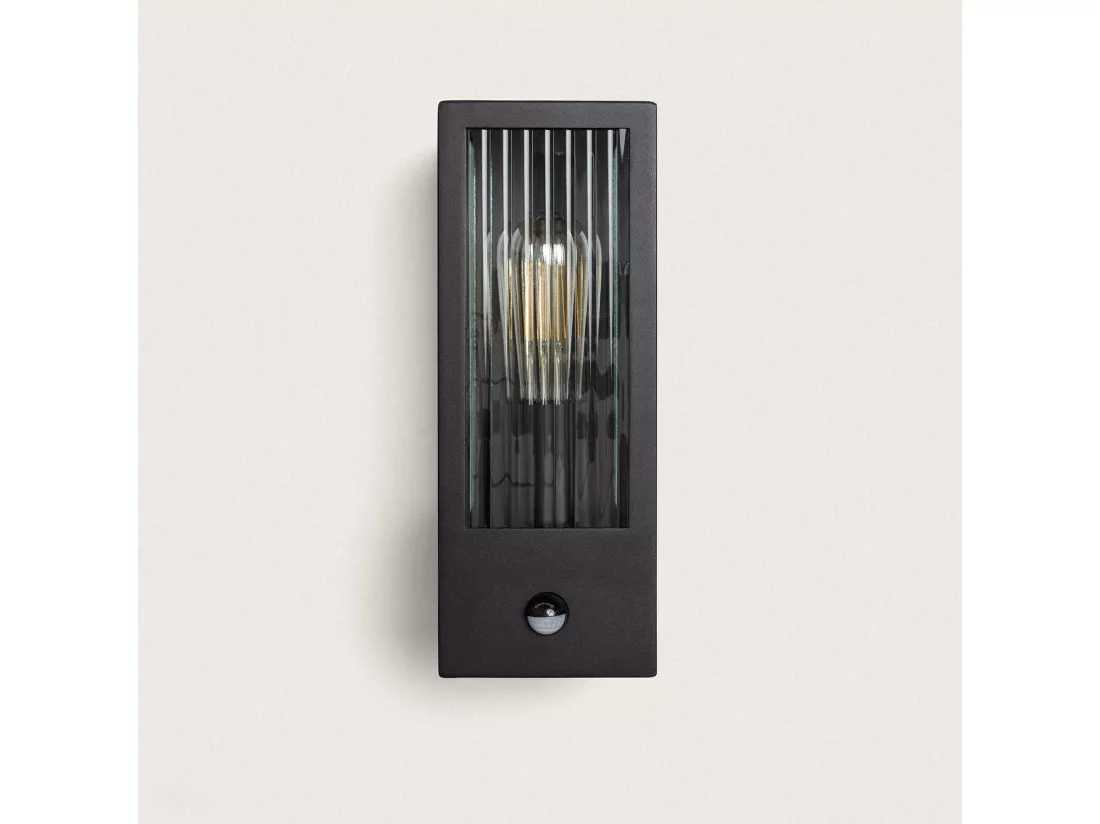 Applique Murale Extérieure Acier Inoxydable et Verre Texturé avec Détecteur de Mouvement Gakom Noir