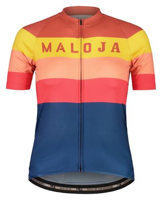 Maillot Manches Courtes Femme Maloja MadrisaM Bleu/Orange/Jaune