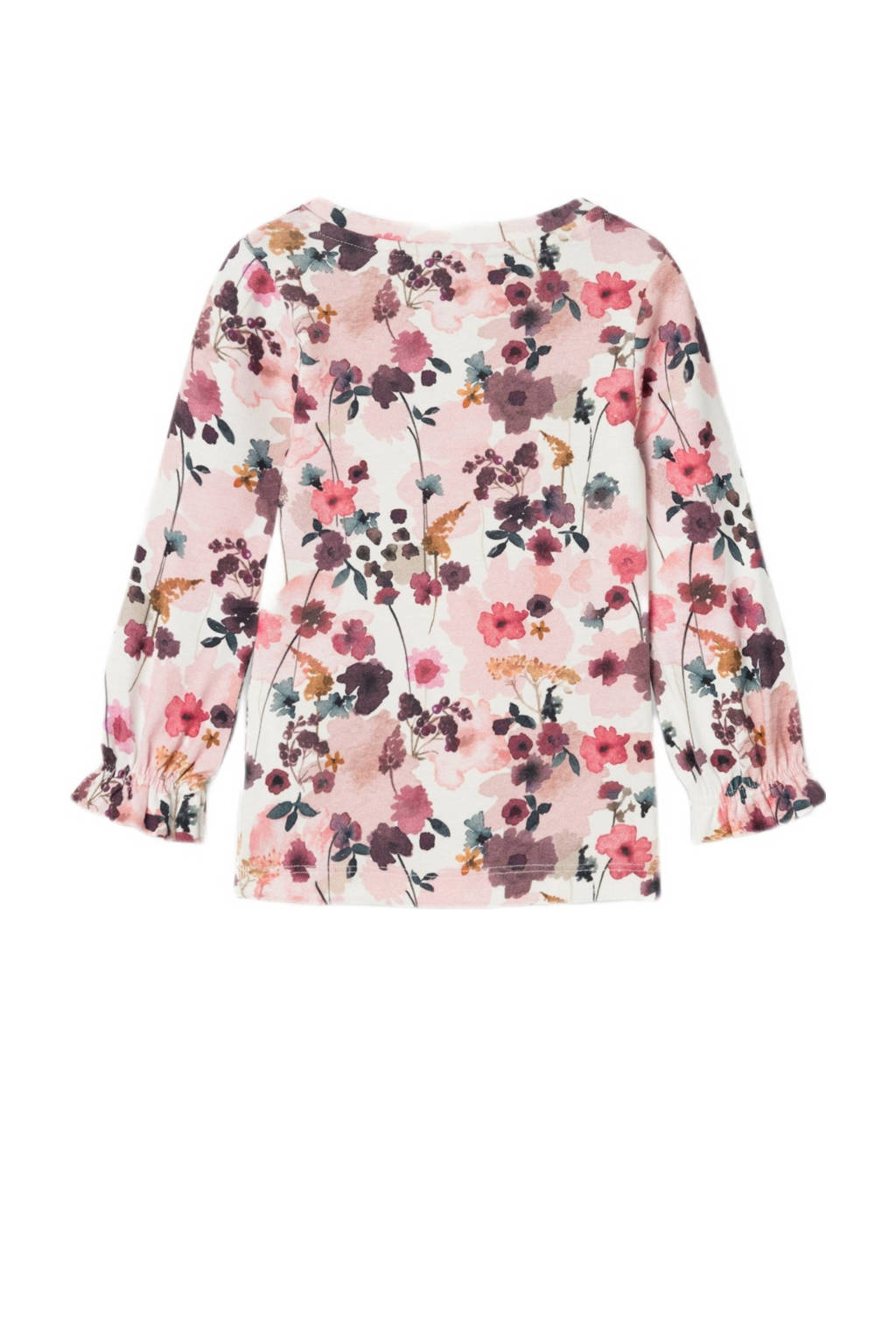 NAME IT gebloemde longsleeve NMFLALOU roze/paars/wit