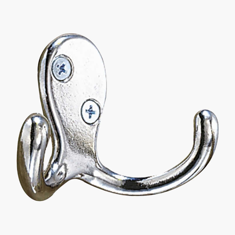 Klesknagg krom, dobbelt, 2-pk.