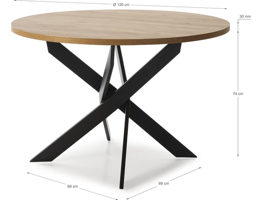CONCEPT1 - Table Ther 120 x 120 x 77 cm couleur chêne