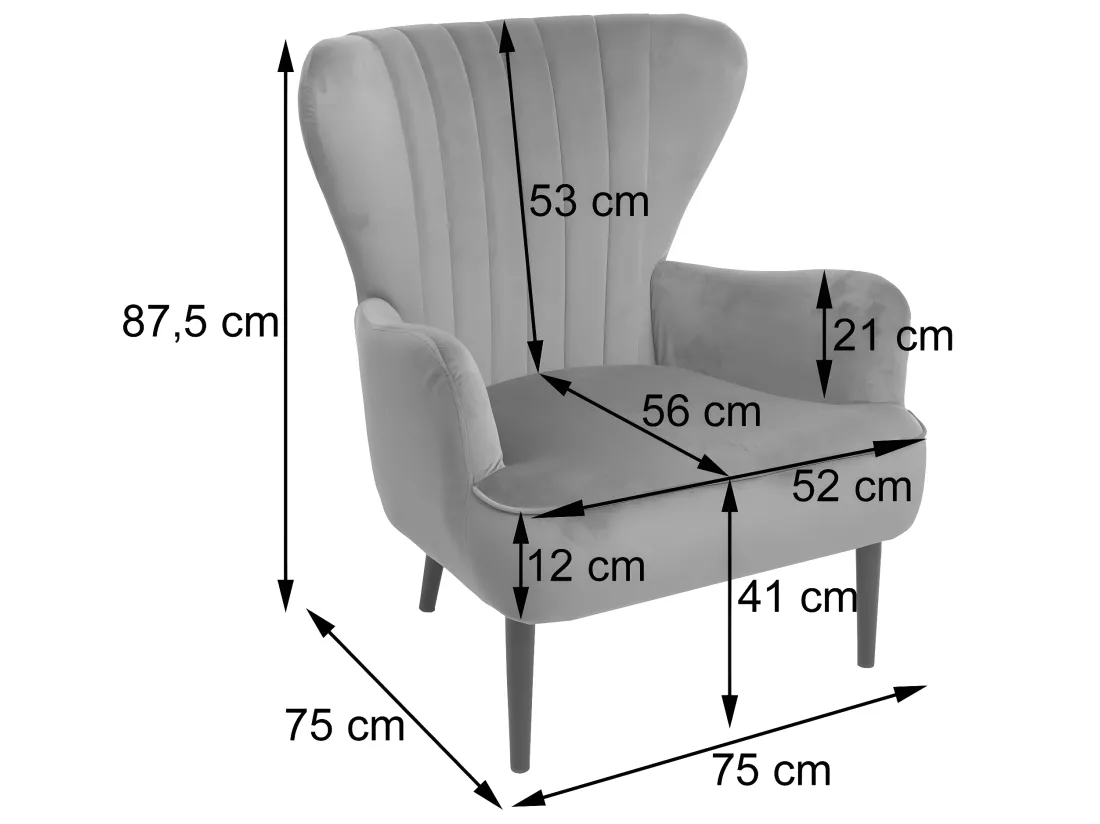 Fauteuil de salon MCW-K37, gris