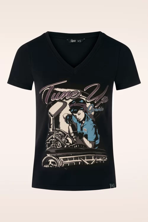 Queen Kerosin Klassiek Tune Up T-shirt in zwart