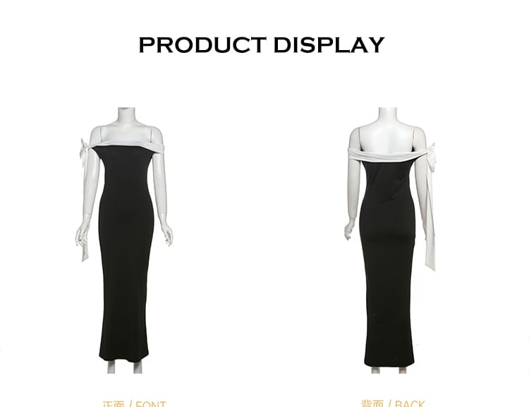 Bababy - Strapless Two Tone Maxi Sheath-jurk