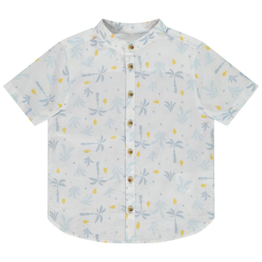 Chemise manches courtes imprimé palmiers pour garçon - Blanc