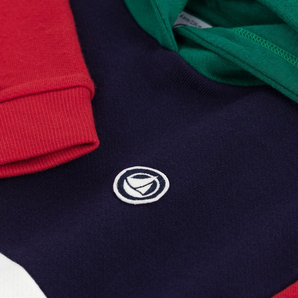 PETIT BATEAU<br>Moletom com capuz em blocos de cores em fleece