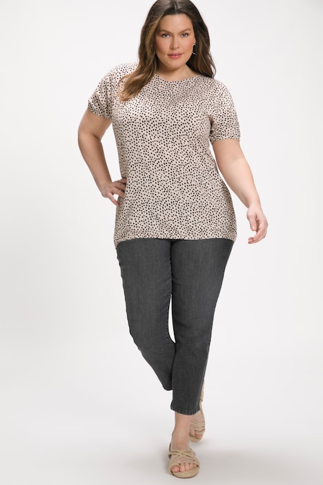 Blusenshirt, Punkte, Oversized, V-Ausschnitt, Halbarm