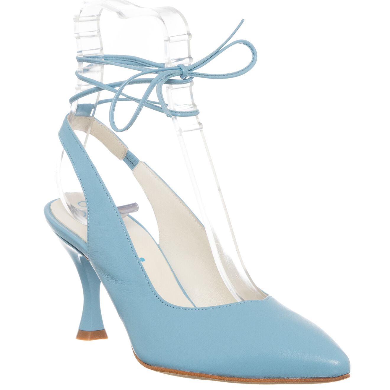 Loretta Pettinari Slingbacks en Cuir Baila bleu ciel - Talon 7.5 cm