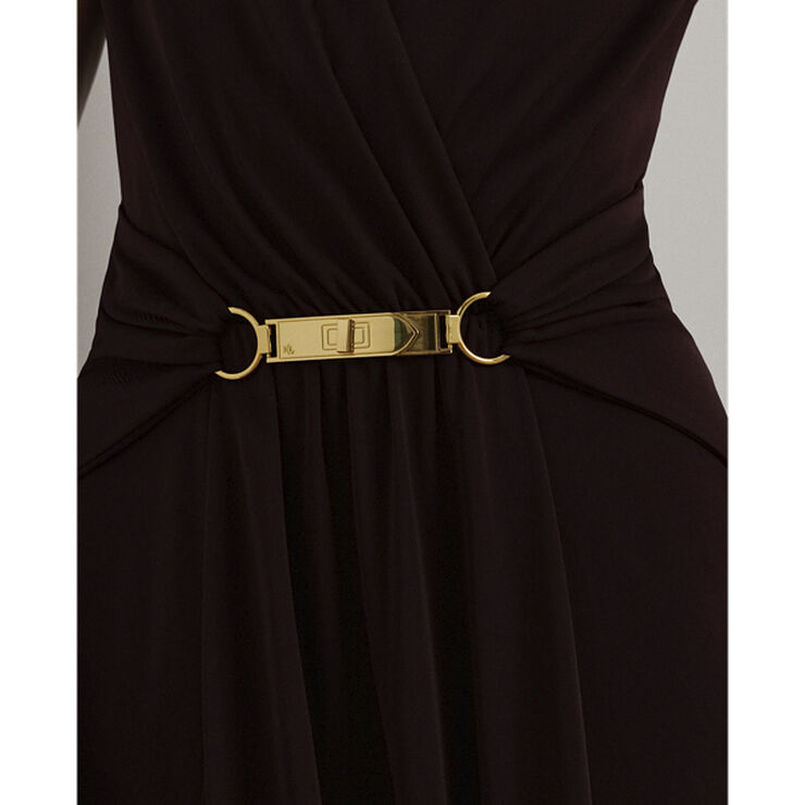Lauren Ralph Lauren MATTE JERSEY-GOWN W/ TRIM Pinot noir
