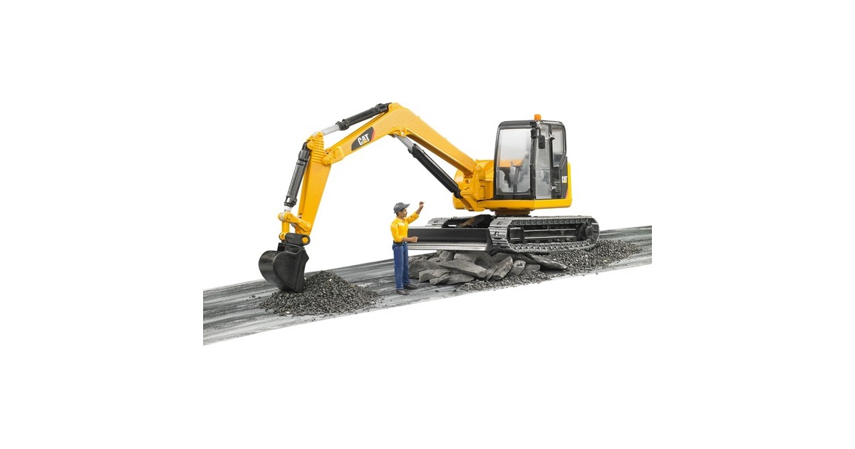 bruderCat minigraafmachine met arbeider Modelvoertuig  (02466)