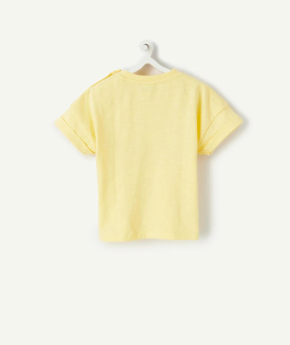 T-SHIRT BÉBÉ GARÇON JAUNE EN COTON BIOLOGIQUE AVEC VOITURE