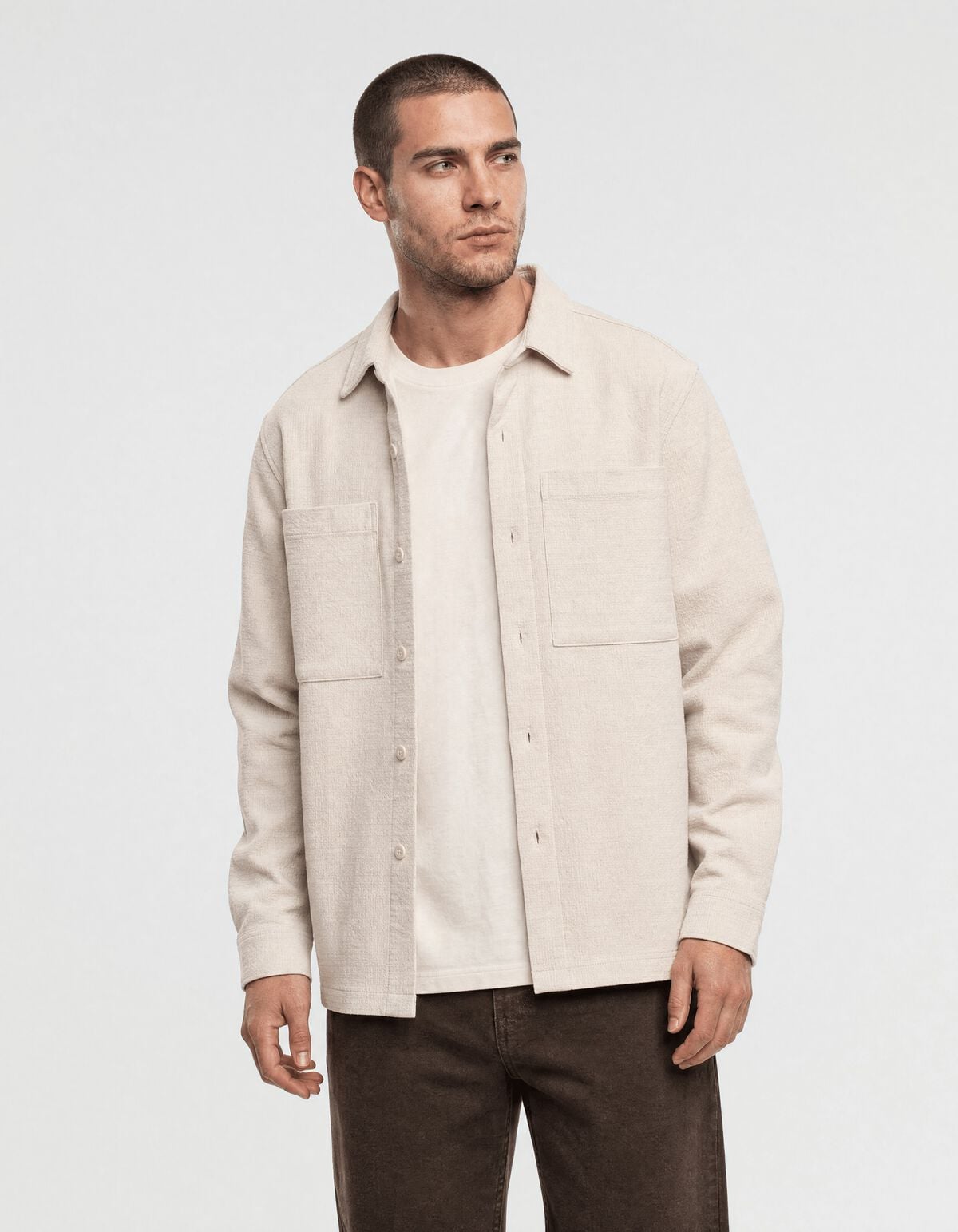Block Jacquard Overshirt Zand