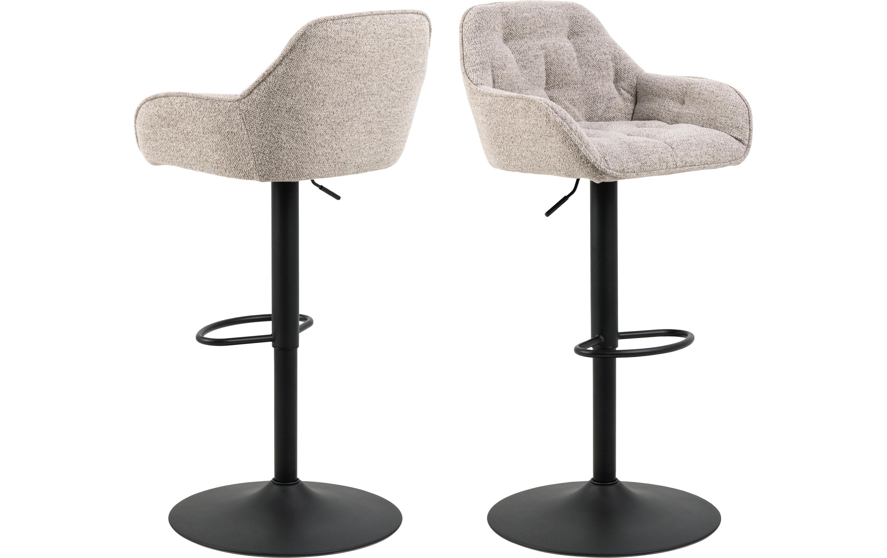 Barhocker Brooke, 2 Stück, 52 x 109 cm, Beige<br>Barstühle mit feinem Steppdetail
