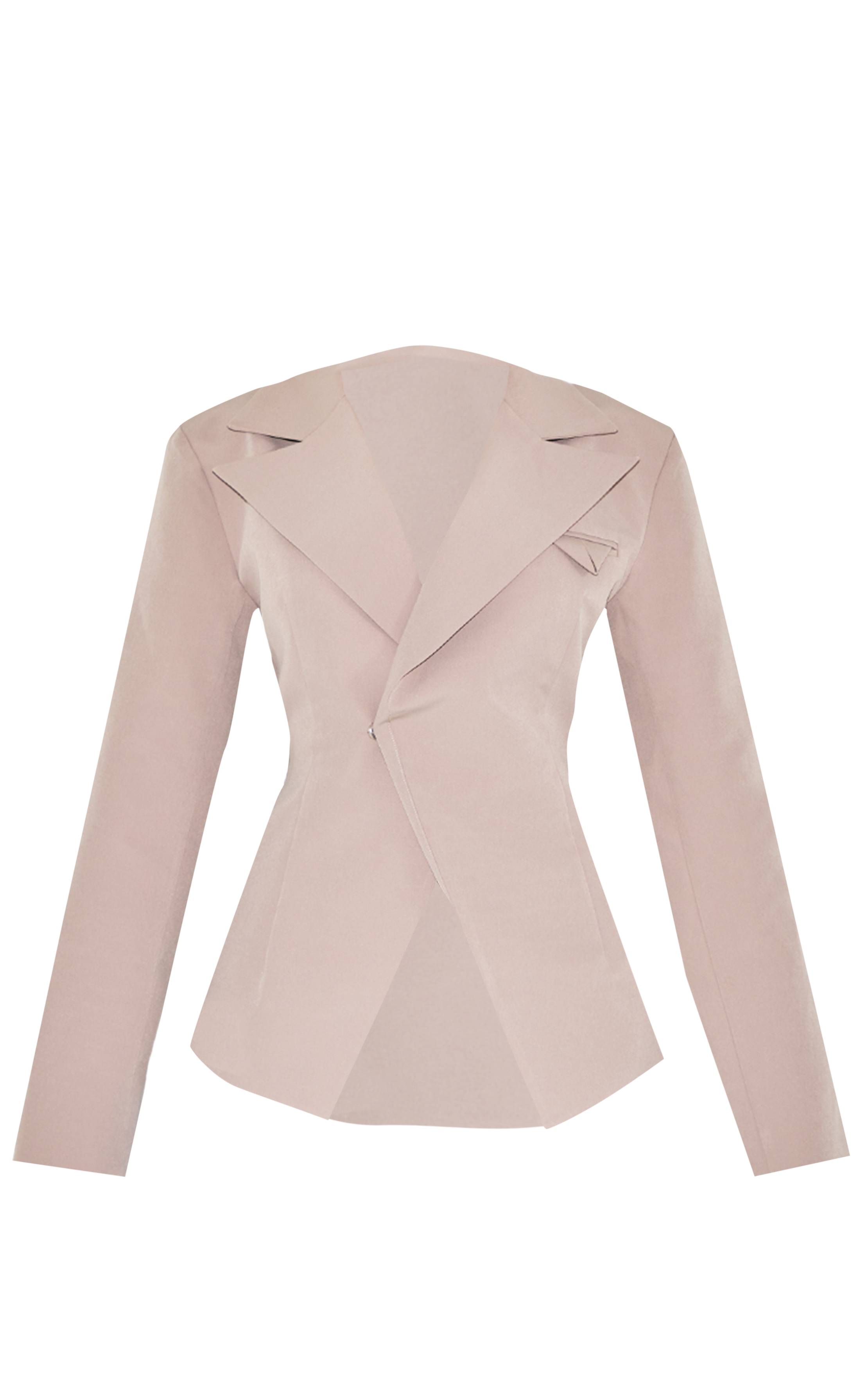 Taupe Blazer Ajusté Asymétrique Croisé Avec Taille Ajustable Shape