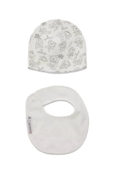Moncler Printed Hat & Bib Set
