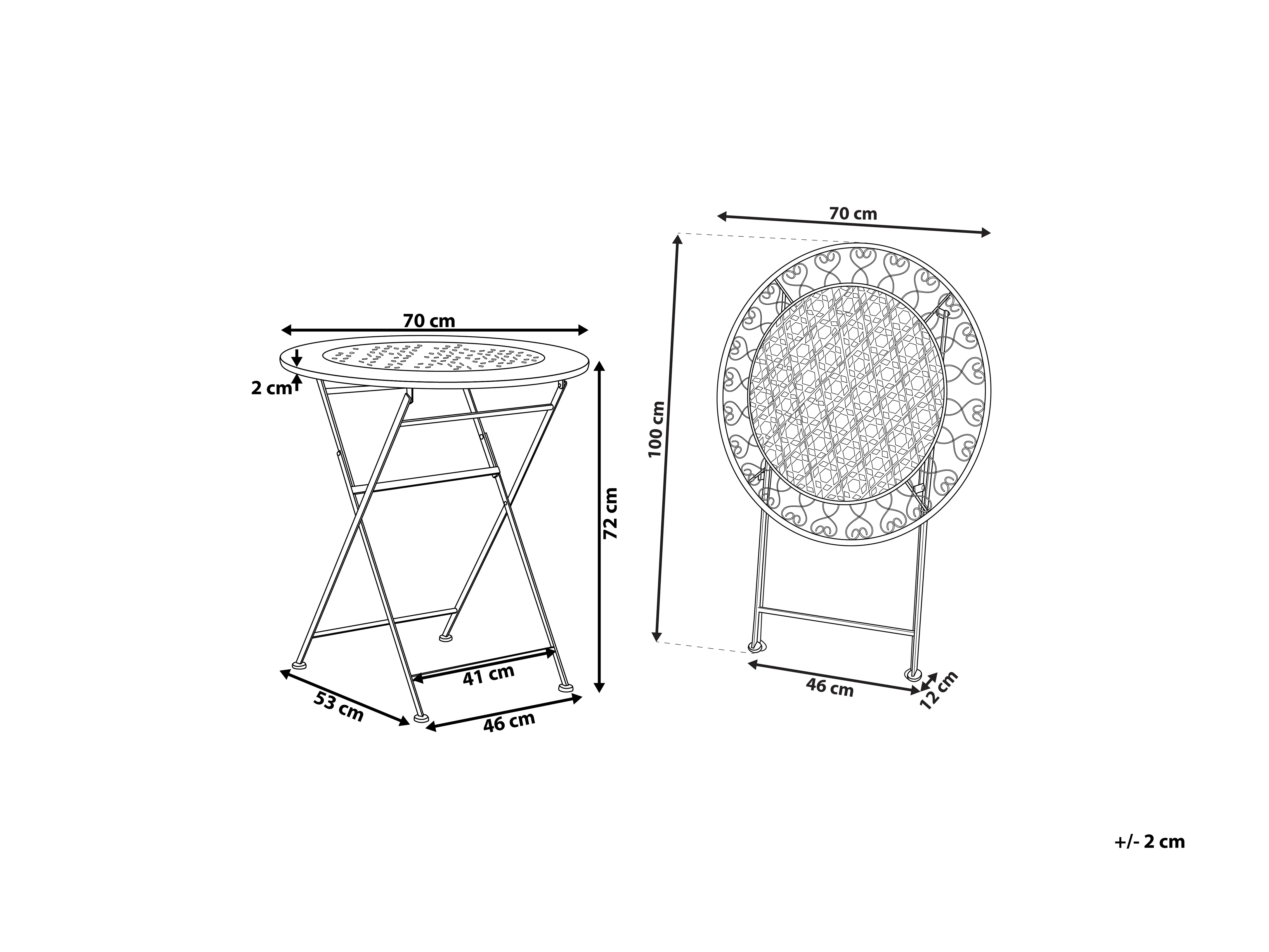 Bistrotafel TRIESTE 70 cm 70 cm Metaal Lichtbeige