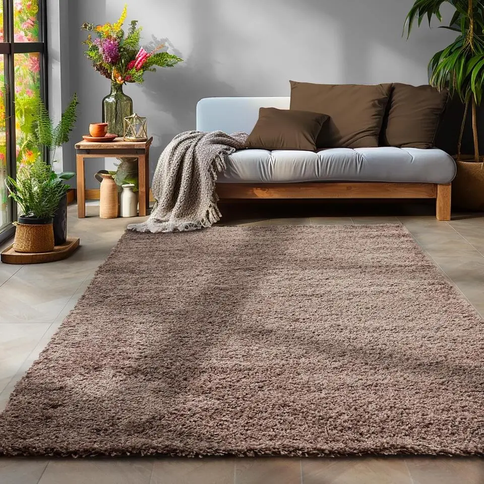 Basic Shaggy vloerkleed Taupe Hoogpolig - 140x200 CM