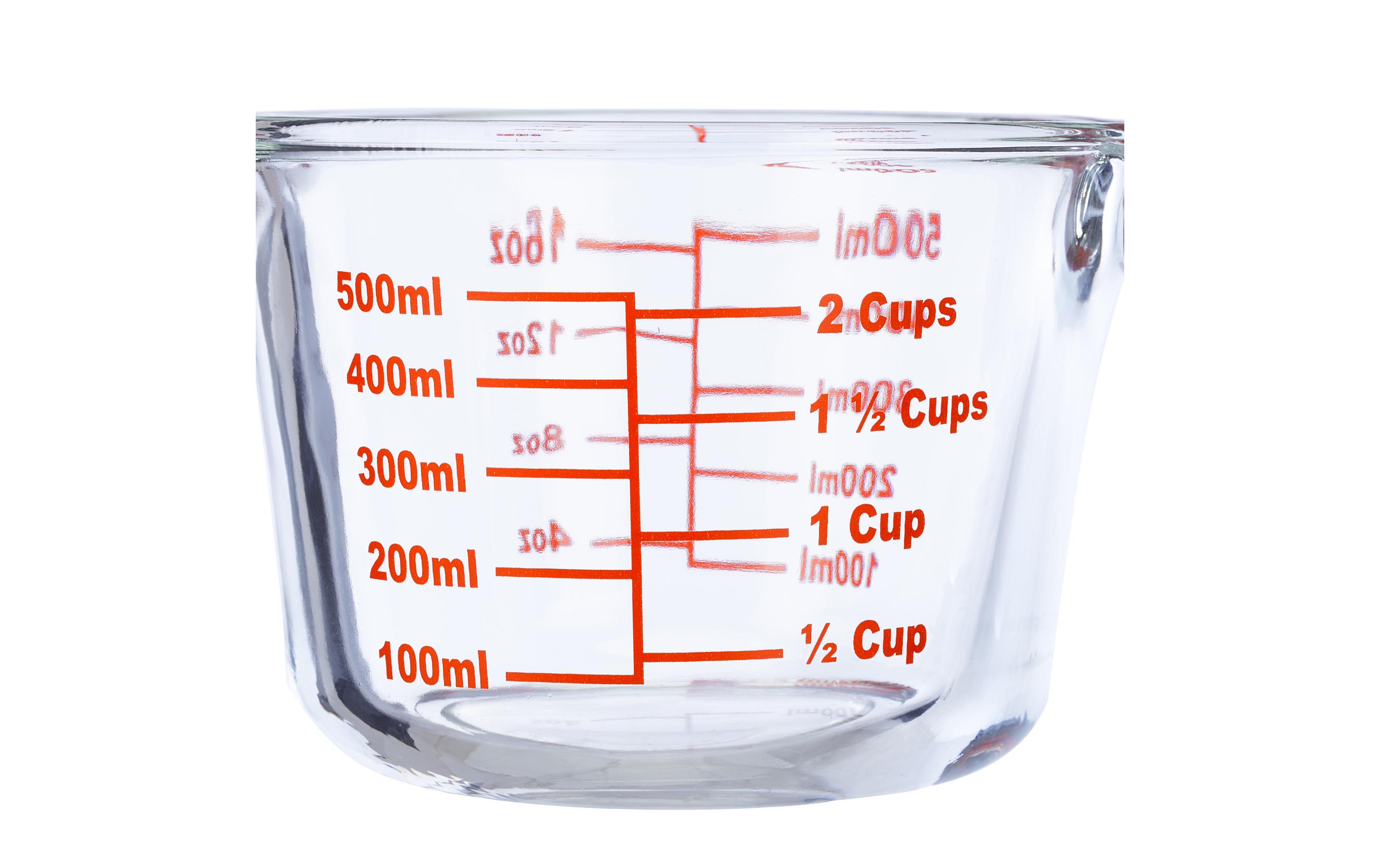 Messbecher 500 ml, Rot/TransparentGlasmessbecher