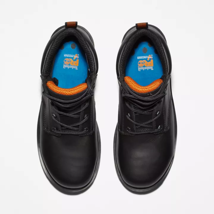 Bota de trabalho Ballast de 6 polegadas com biqueira reforçada para homens, na cor preta.