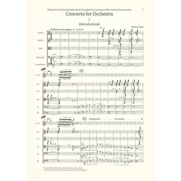 Henle Verlag Bartok Concert for Orchester