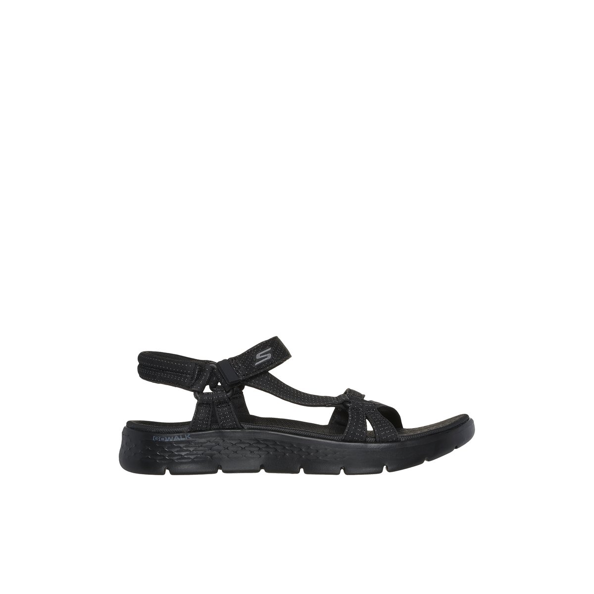 2X les points-Gowalk_flex-Sandales à lanières - Talon plat - Noir/Noir
