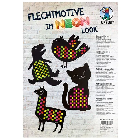 URSUS Flechtmotive im Neon Look, 9 verschiedene Flechtmotive aus Fotokarton
