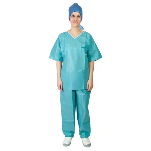 Pyjama SMS 35g/m² antistatique tunique 3 poches pantalon à liens vert taille XS PROP