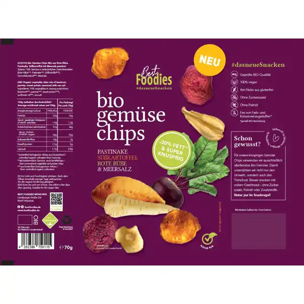 bio gemüse chips, mix mit meersalz
