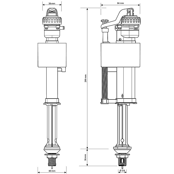 Robinet flotteur bas à ouverture différé 3/8