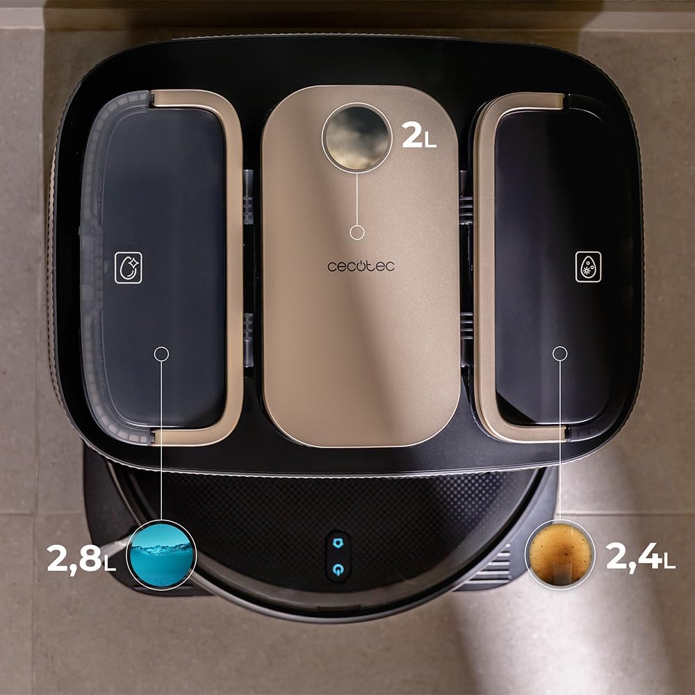 Cecotec Saugroboter Selbstentleerung und rotierende Wischmopps Conga 13090 Spin Revolution Home&Wash Essential. 7000Pa, Lasertech, Silikonbürste, Seitenbürste, APP, Bluetooth, WiFi 2,4 GHz, 5 GHz