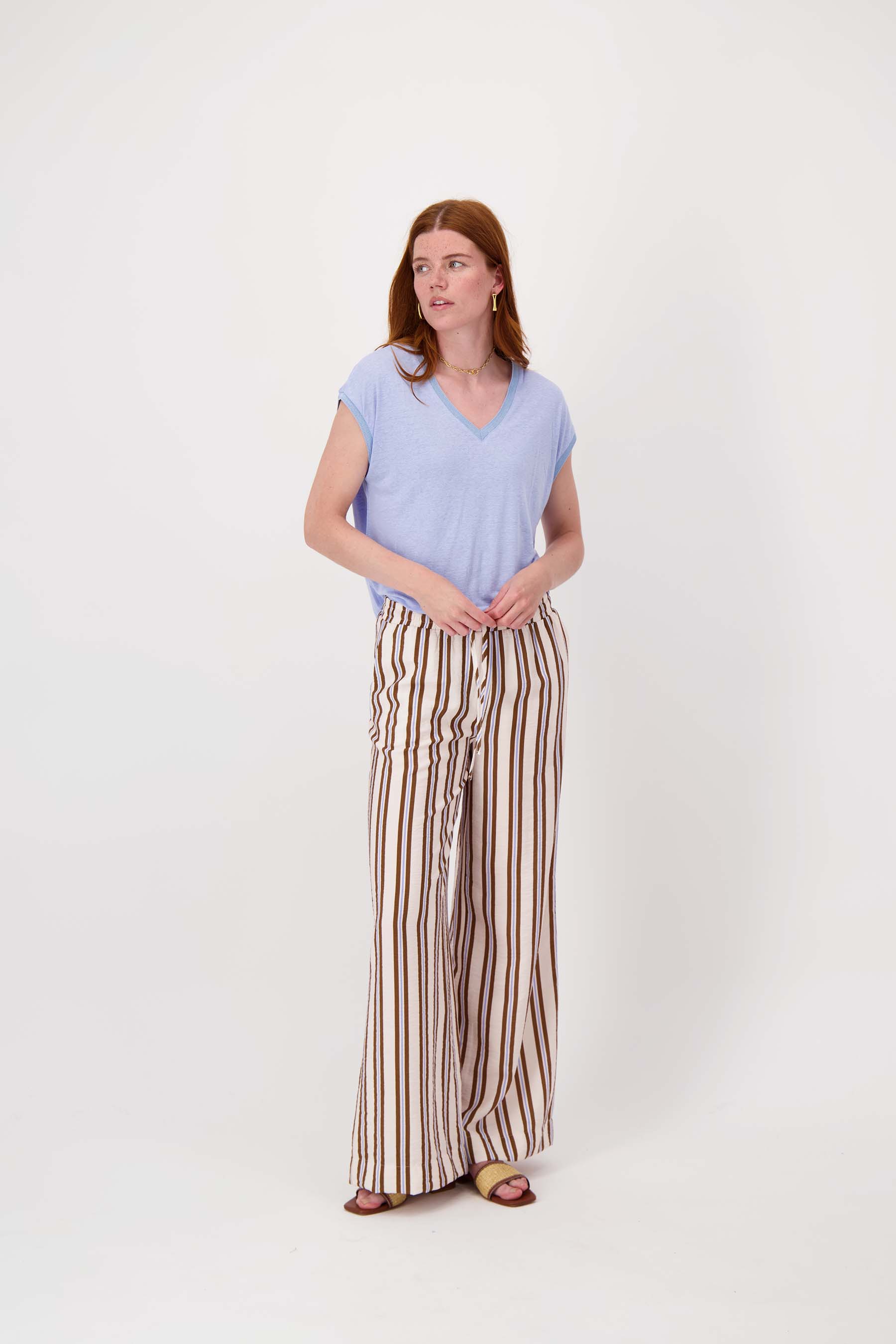 V hals top met lurex boord