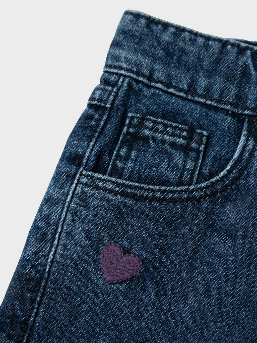 NAME IT mom jeans NMFBELLA met hartjes dark blue denim