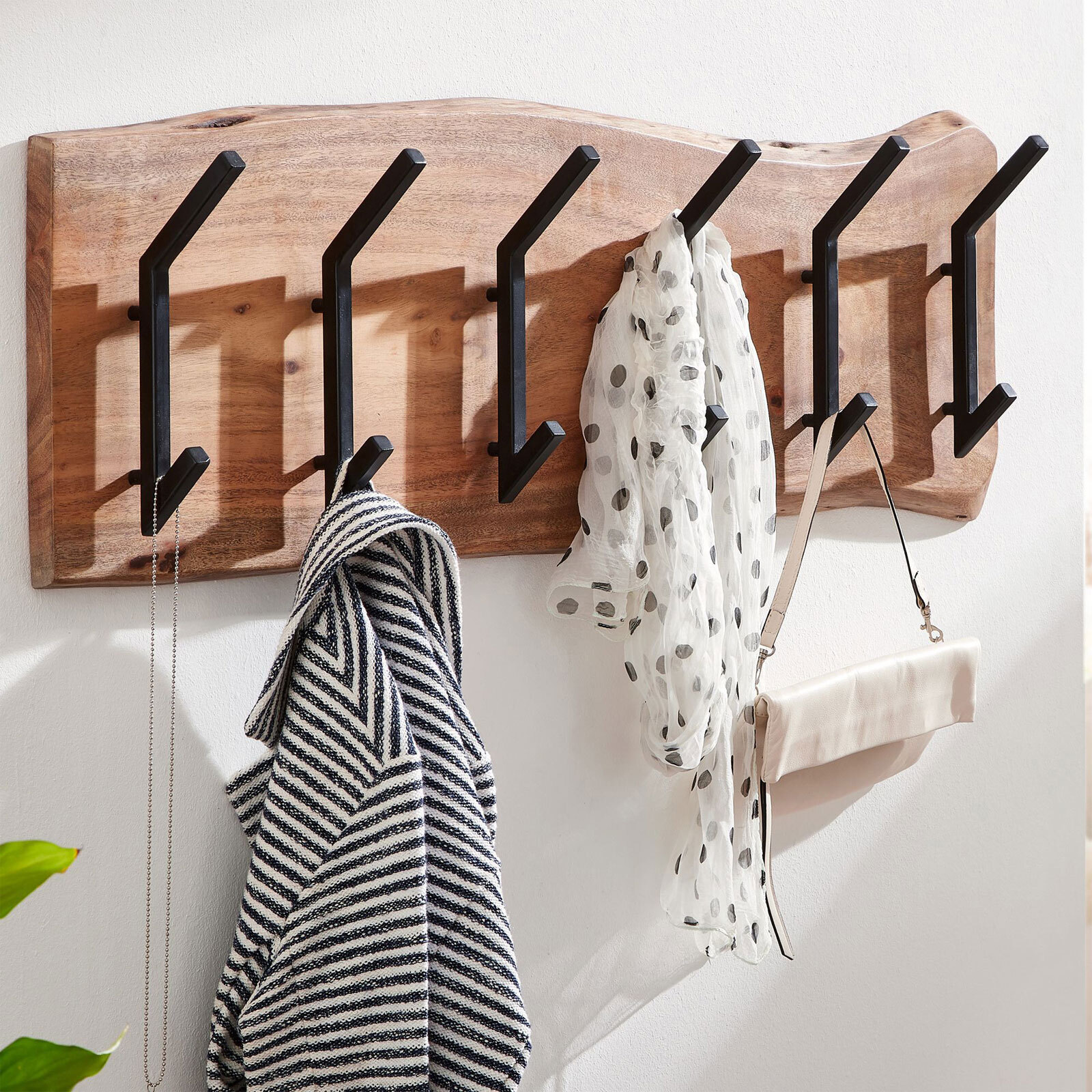 Garderobe 100 x 29 x 12,5 cm Akazienholz massiv/schwarz