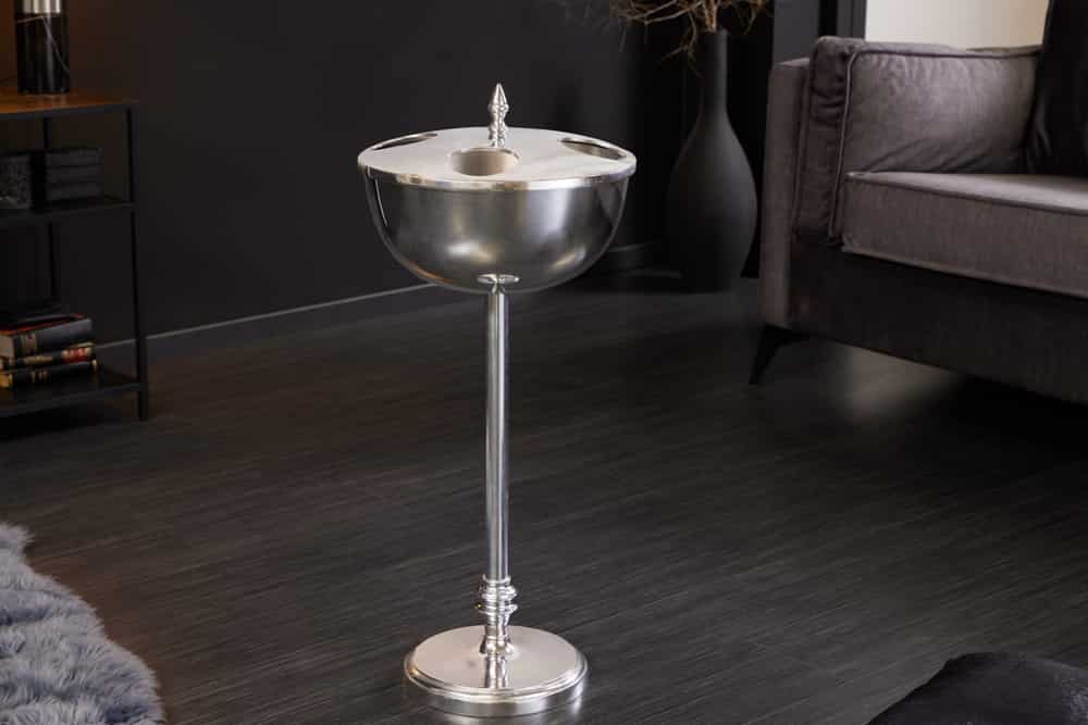 Dekorativer Weinkühler VINO 80cm silber handmade Metall Flaschenkühler Sektkühler