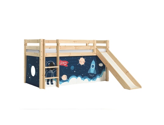 VIPACK - Lit mi-hauteur 90x200 toboggan sommier inclus housse space p...