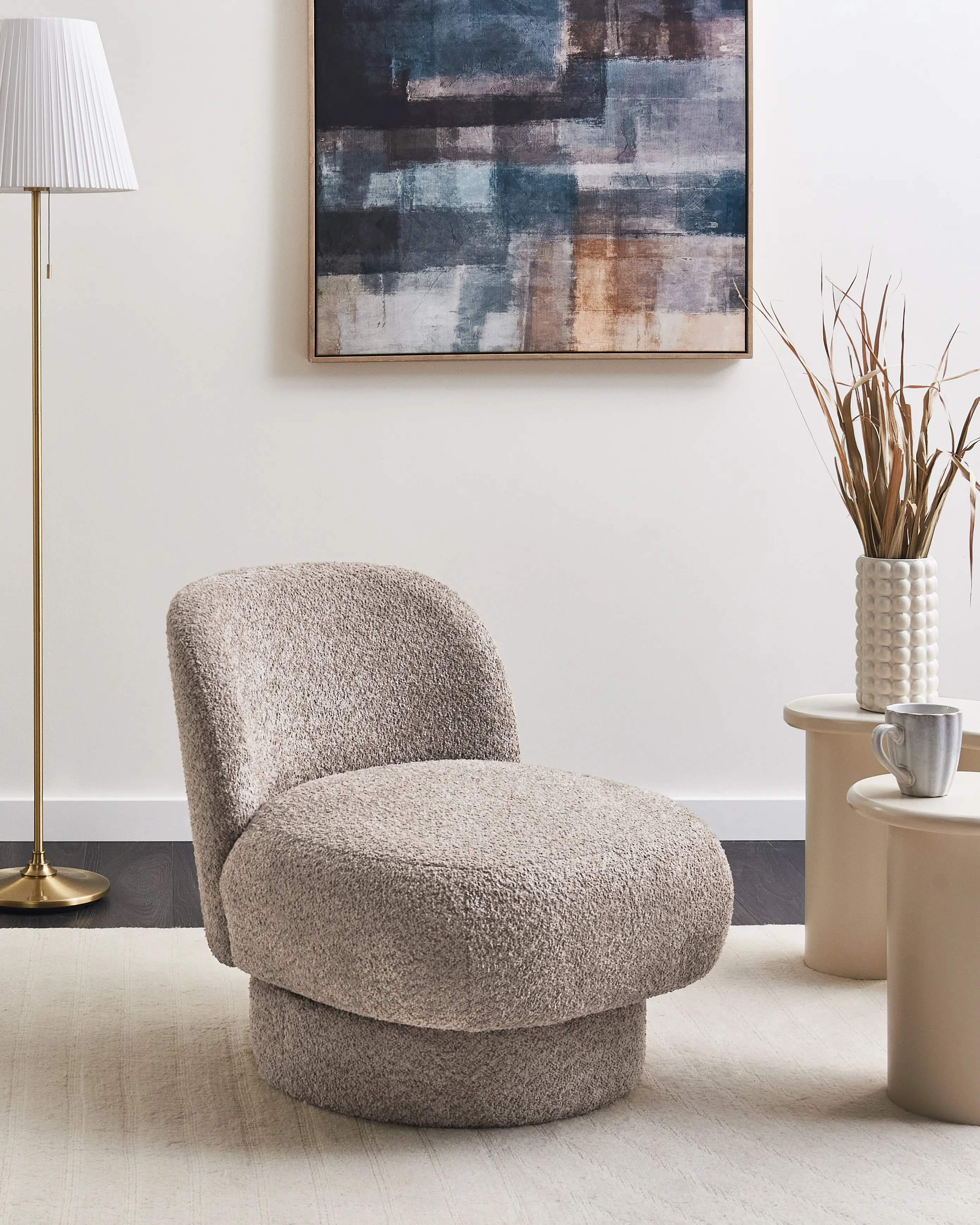 Draaifauteuil AYLO Bouclé Taupe