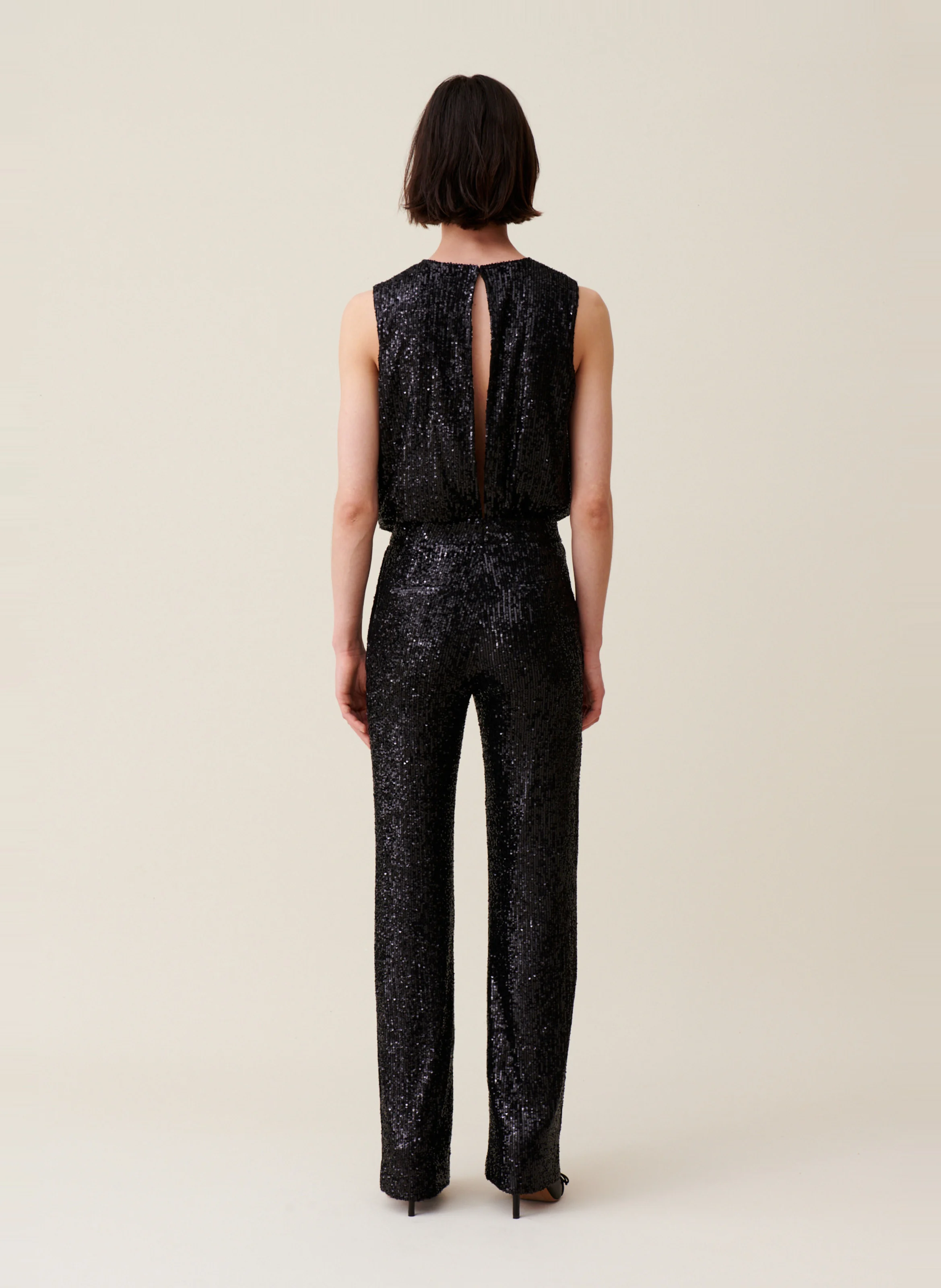 Pantalon évasé à sequins | Noir