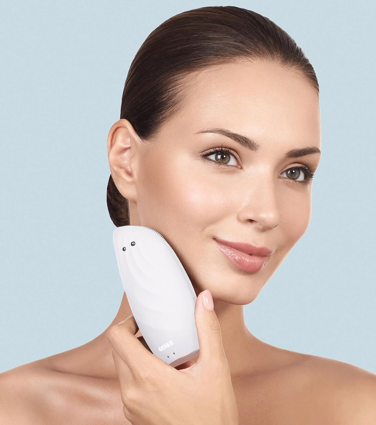 GESKE - Escova de Limpeza Facial e Massageadora Sonic Thermo Face-Lifter  8 em 1 - Branco Rosa Ouro