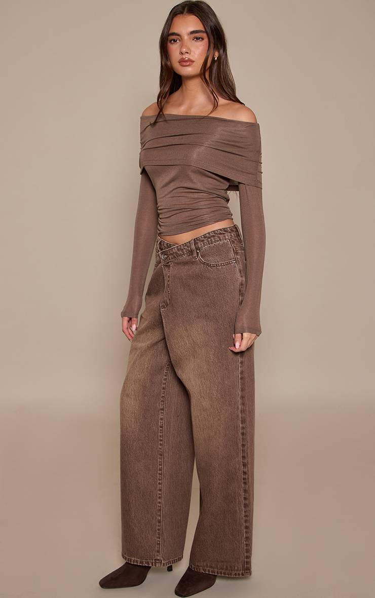 Vintage Jean Large Slouchy Asymétrique Extrême Chocolat