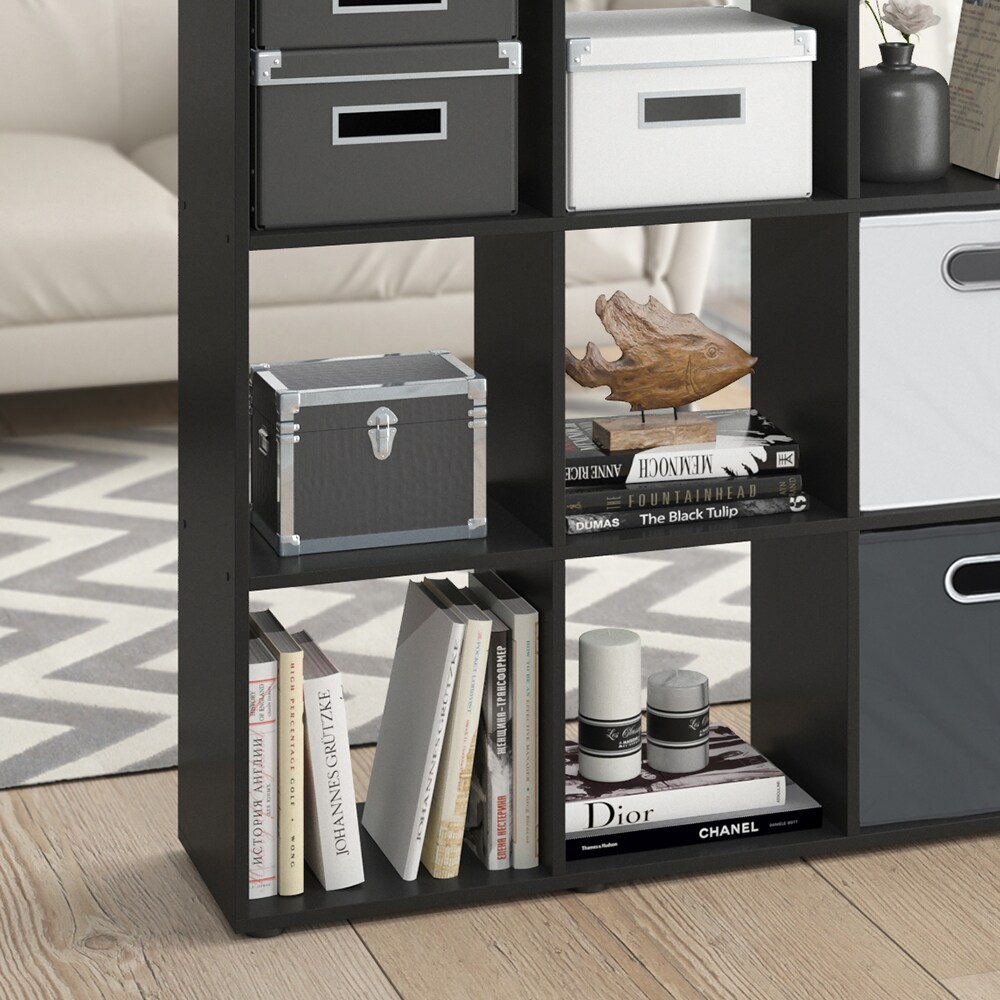 VICCO Raumteiler KARREE 16 Fächer Schwarz - Bücherregal Regal Standregal Büroregal