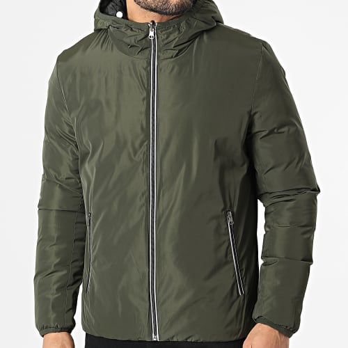 Veste Réversible Zippée Capuche Arthur Vert Kaki Noir