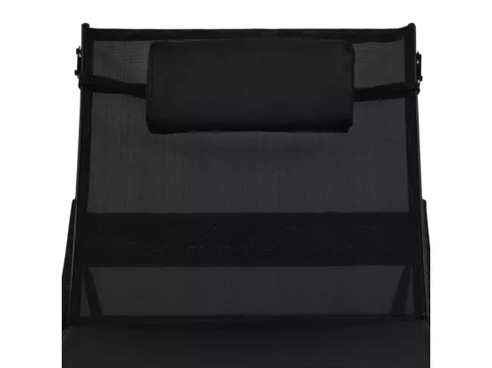 Chaise longue avec oreiller Résine tressée Noir