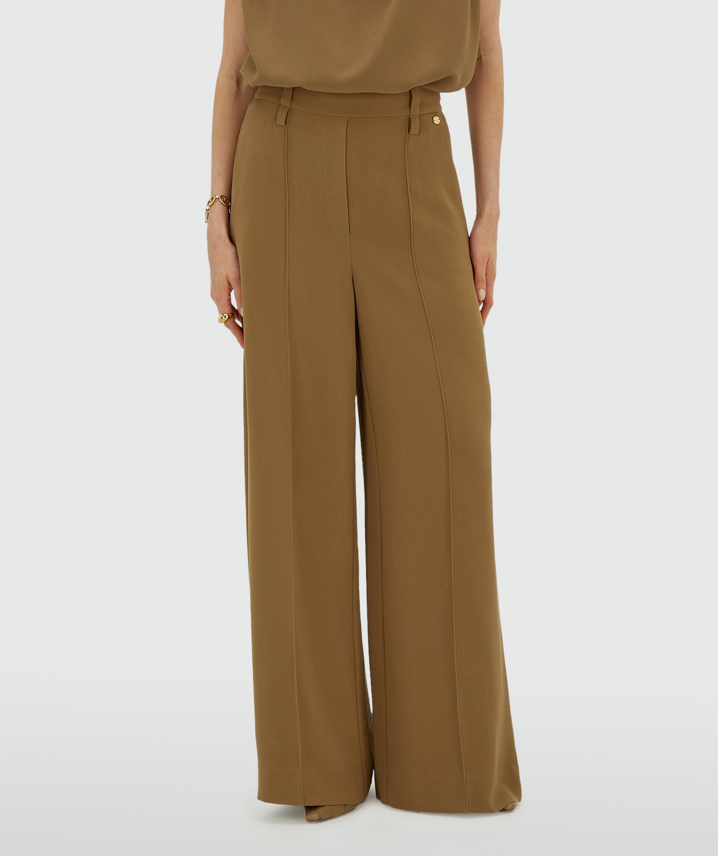 JV-ESSA high waisted wide leg pantalon - khaki
