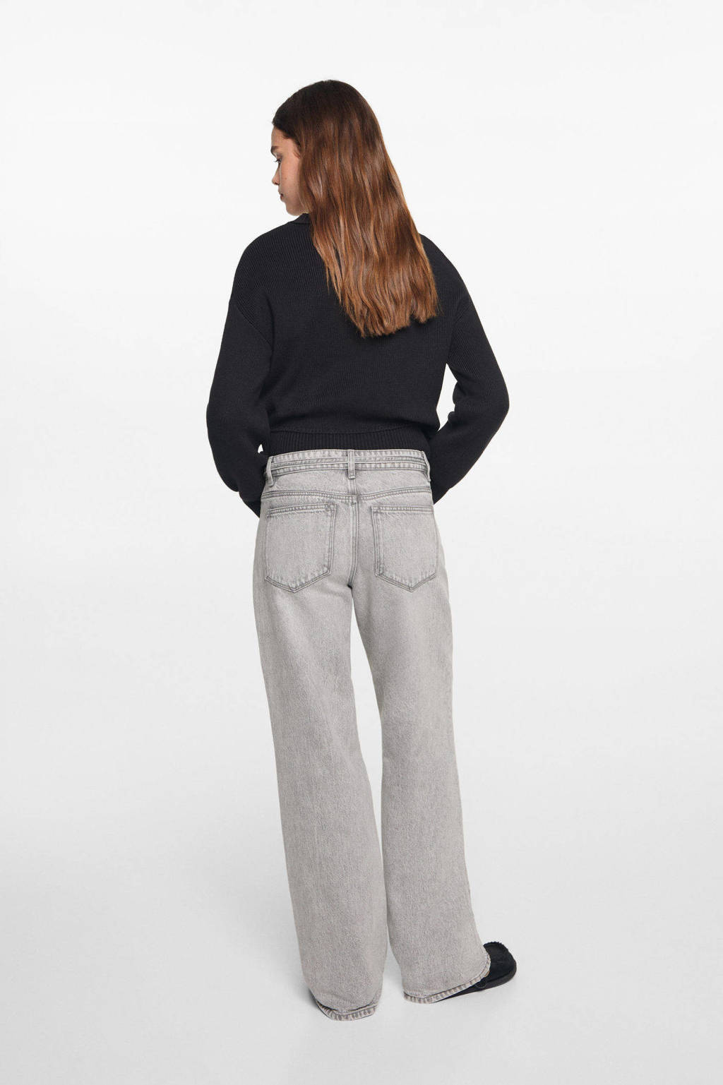 MANGO TEEN regular wide leg jeans grey denim