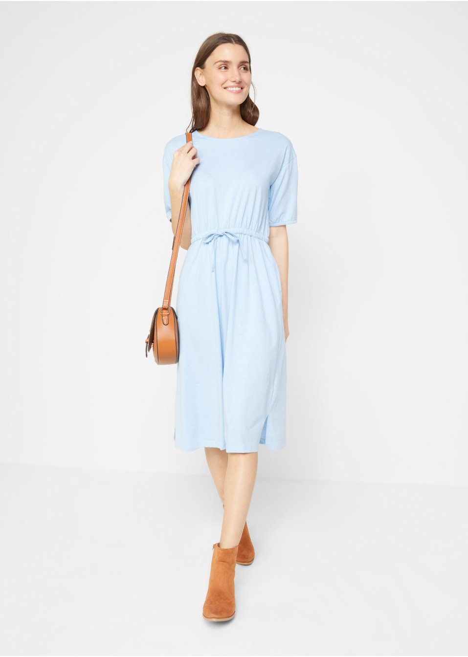 Robe midi en coton avec smock et poches