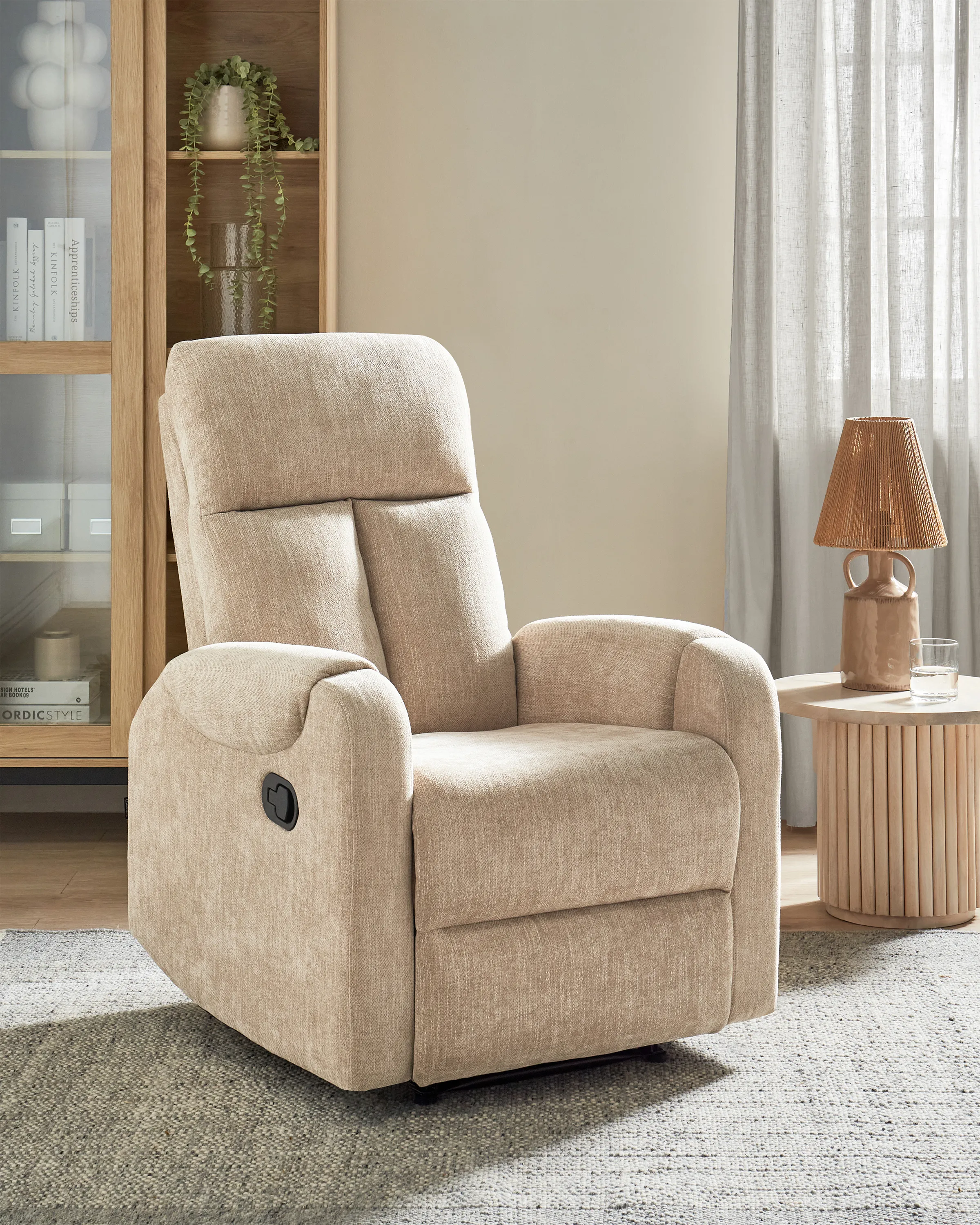 Relaxfauteuil SOMERO inclusief voetensteun Stof Beige