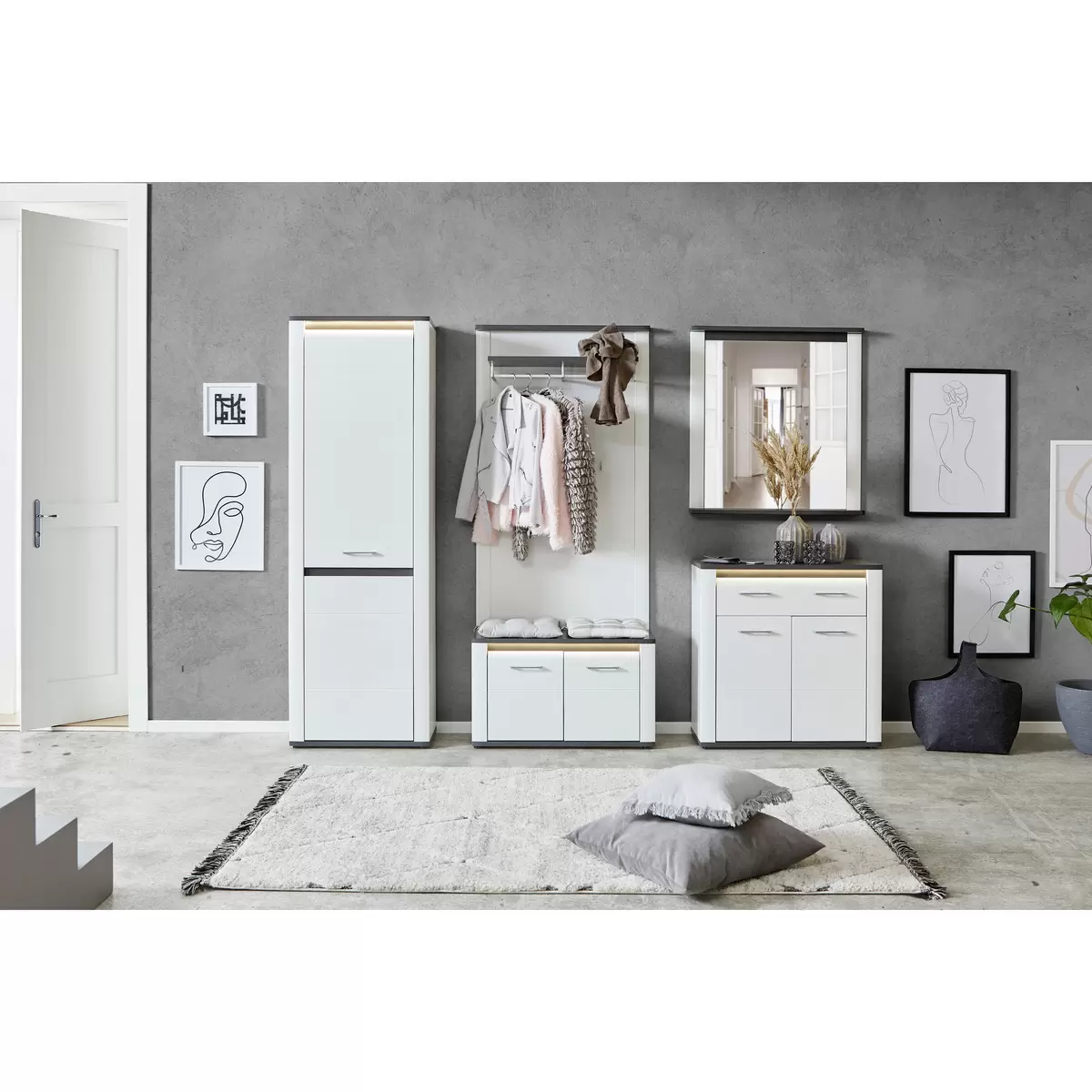 Garderobenspiegel Alassio weiss