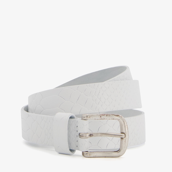 Leren dames riem wit met slangenprint