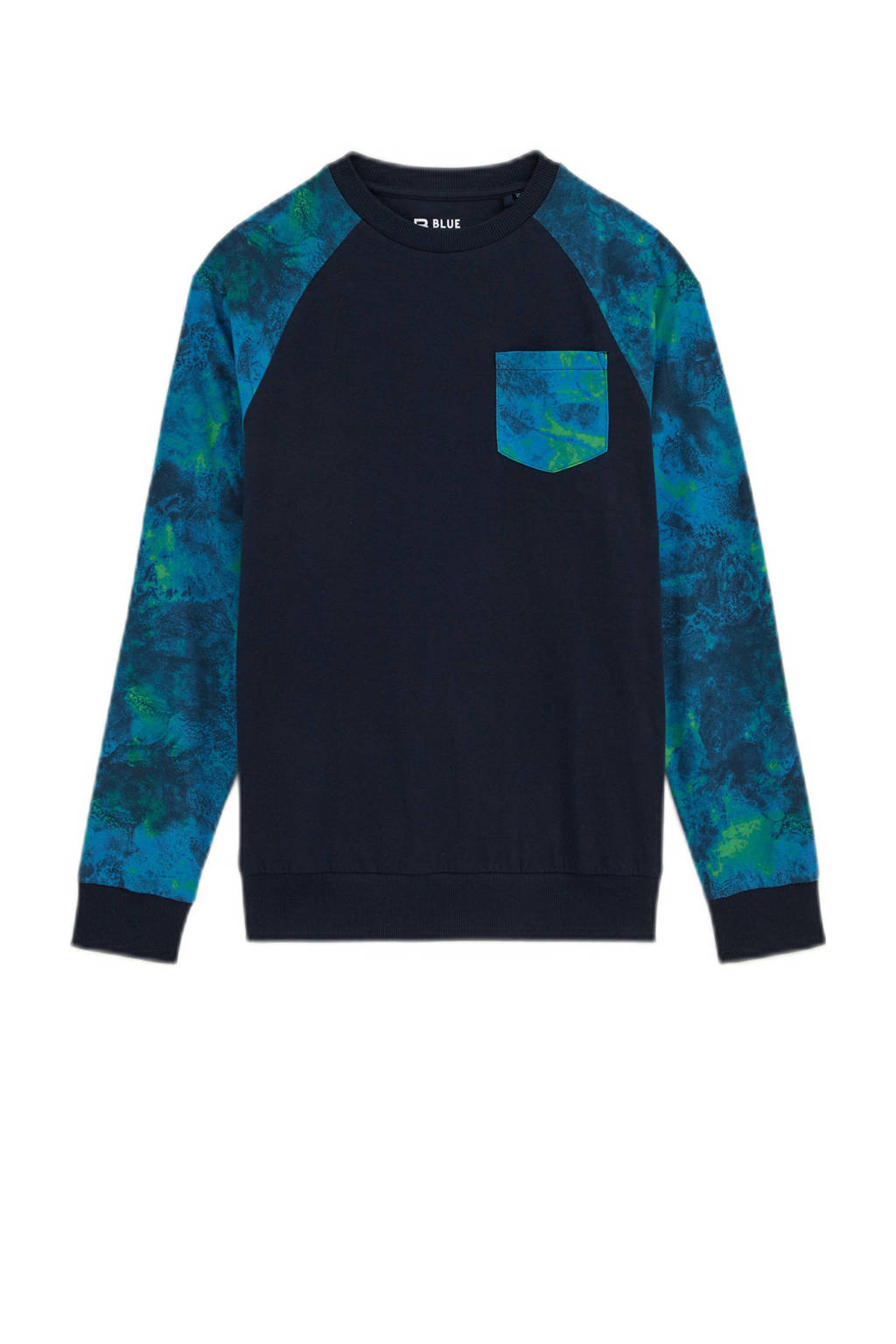 WE Fashion longsleeve blauw/groen