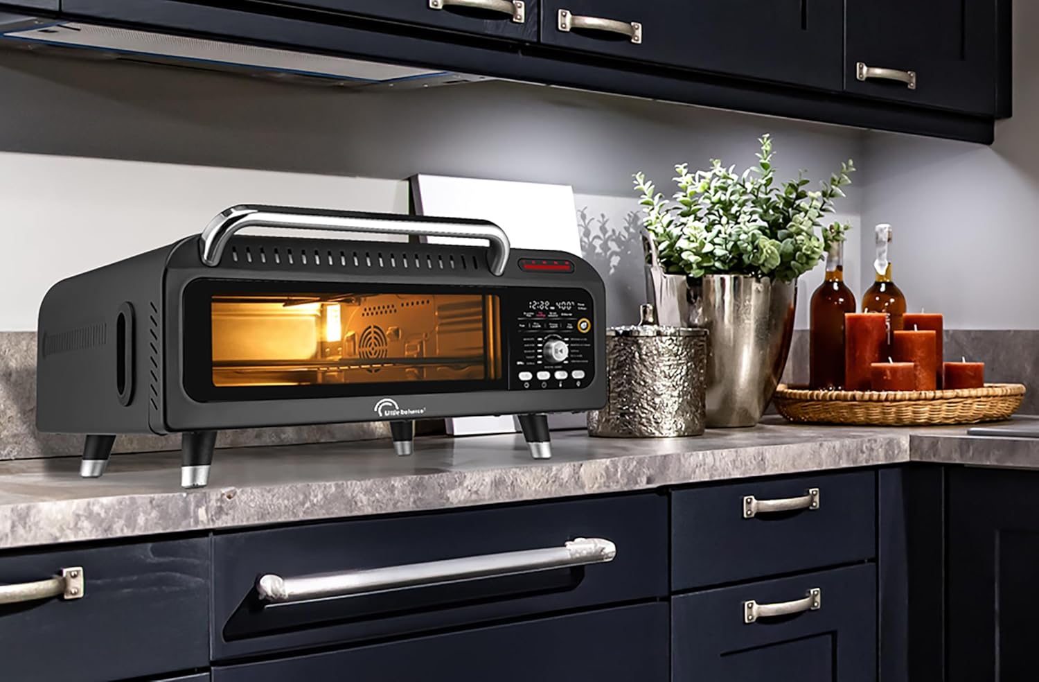 LITTLE BALANCE 8733 Revolution'Air, Four à Pizzas électrique, Multifonction, 3 en 1, Air Fryer, Four Grill, 10 modes de cuisson, 7 accessoires, Pierres à pizza, Jusqu'à 400 °C, 2000 W, Noir